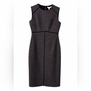 Hugo Boss Sleeveless Midi Sheath Dress in Plum with Black Trim